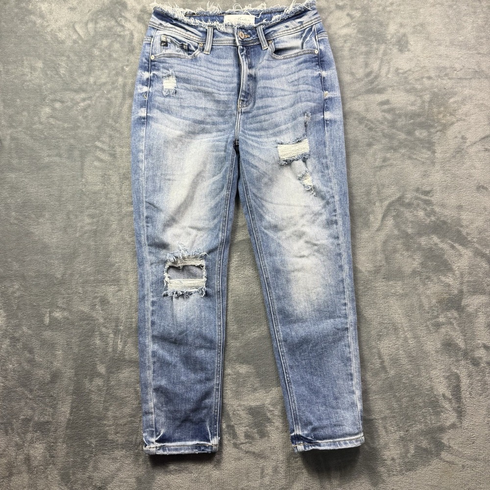 KanCan Jeans Medium Wash Distressed Waist Midrise Stretch Denim Casual 5 / 26